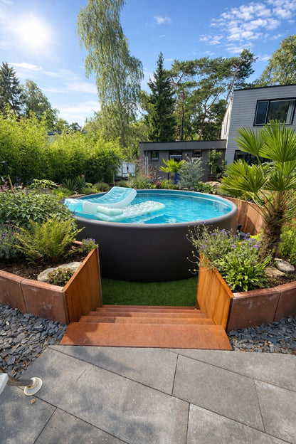 Ventelli High Pressure Drop Stitch Swimmingpool - 300 x  120 cm -  Inclusief handpomp - Grey-Blue