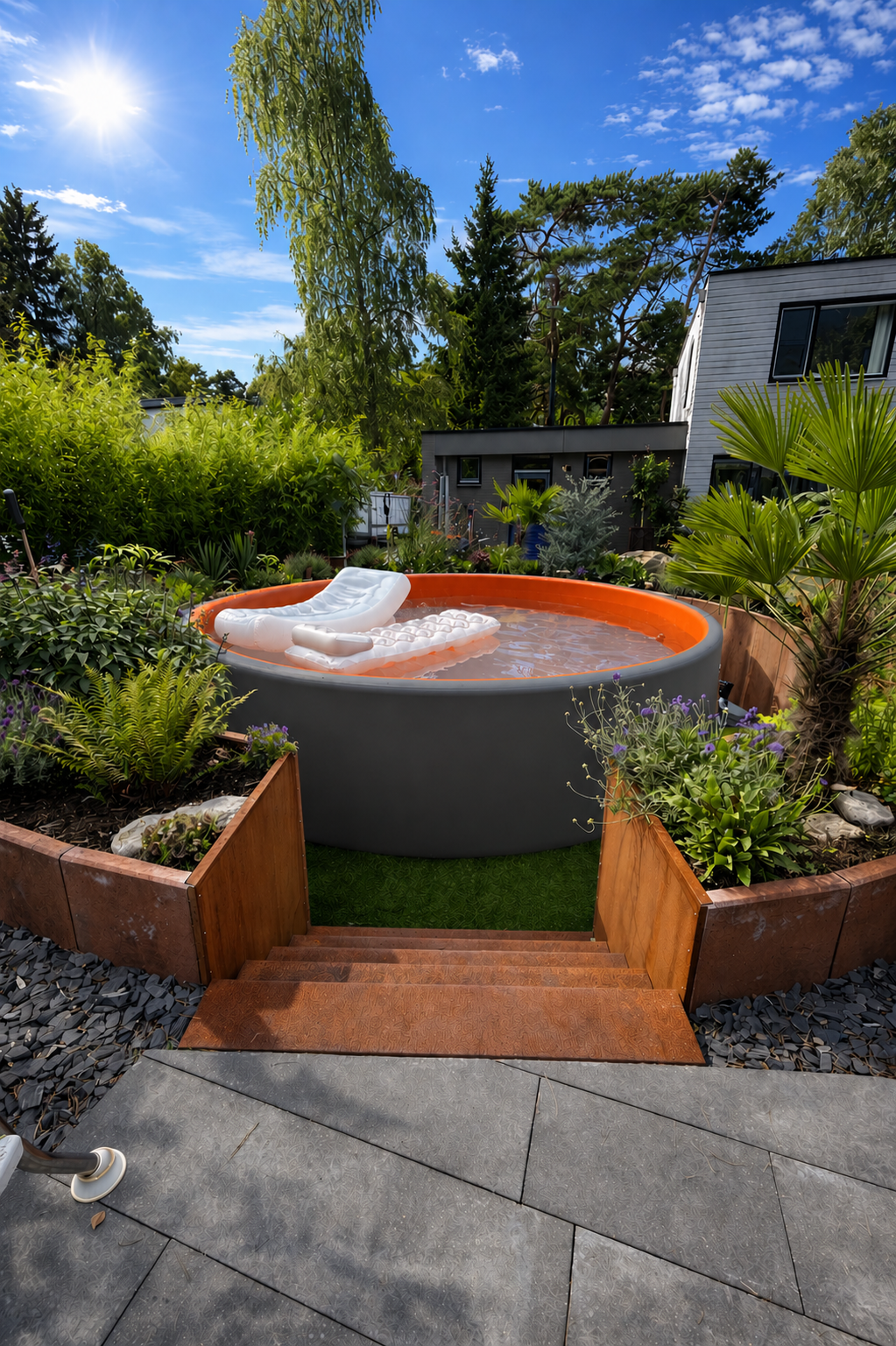 Ventelli High Pressure Drop Stitch Swimmingpool - 300 x 120 cm - Grey-Orange